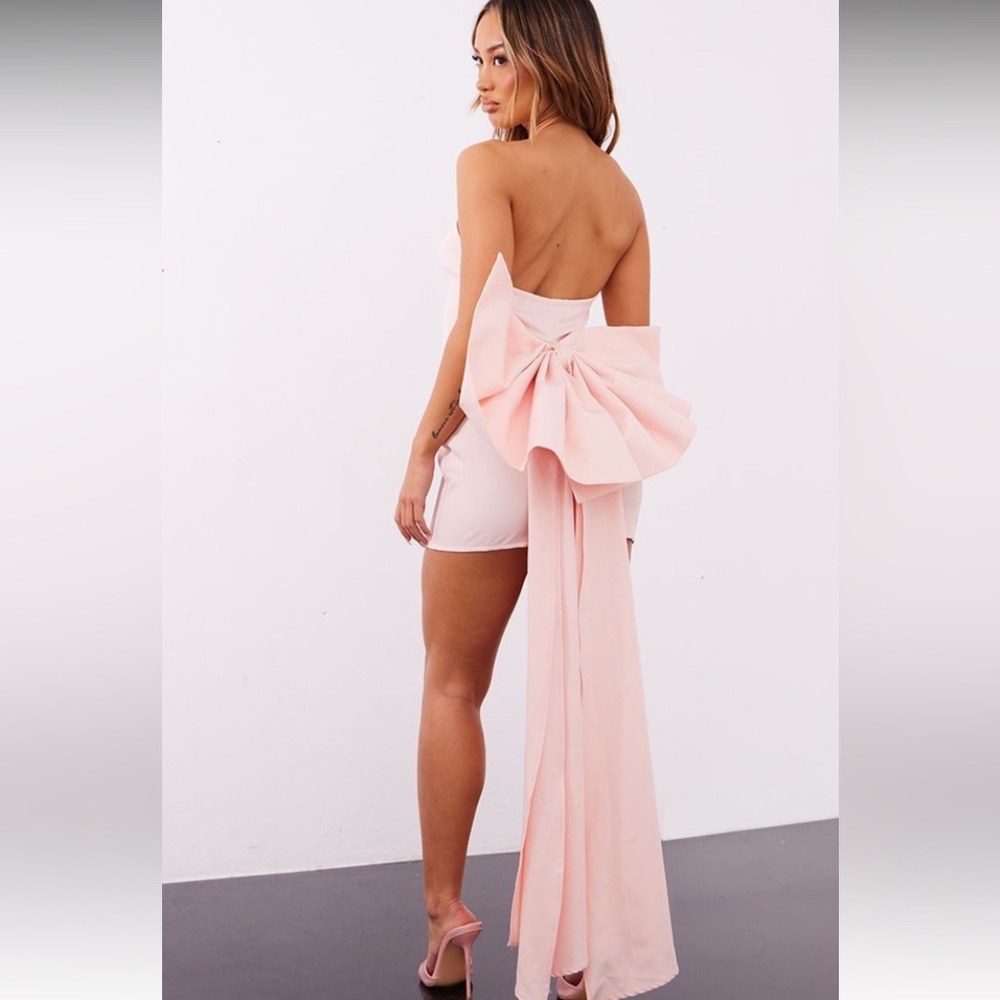 PrettyLittleThing Pink Backless Dress with Bow